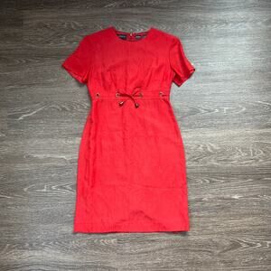 Vintage Liz Claiborne Red Short Dress 4 Office Core Career Wear Nautical Red Zip